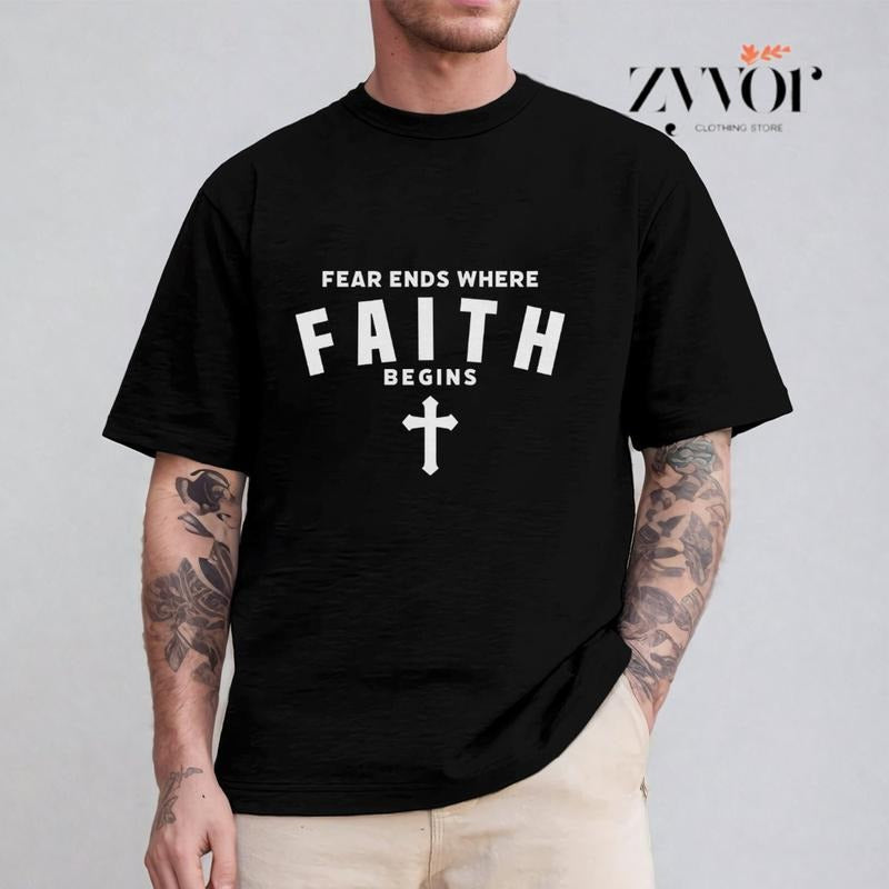 Fear Ends Where Faith Begins Pure Cotton Casual - Adult & Kids T-Shirts, Sweatshirts & Hoodies apparel design preview 1