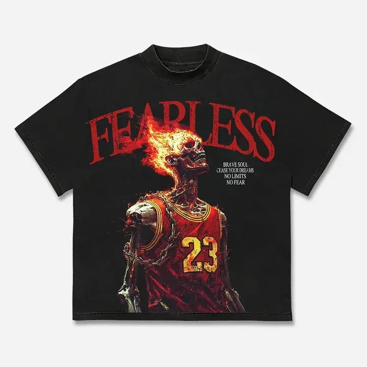 Fearless Skull Basketball Player Print Cotton Casual - Adult & Kids T-Shirts, Sweatshirts & Hoodies apparel design preview 1