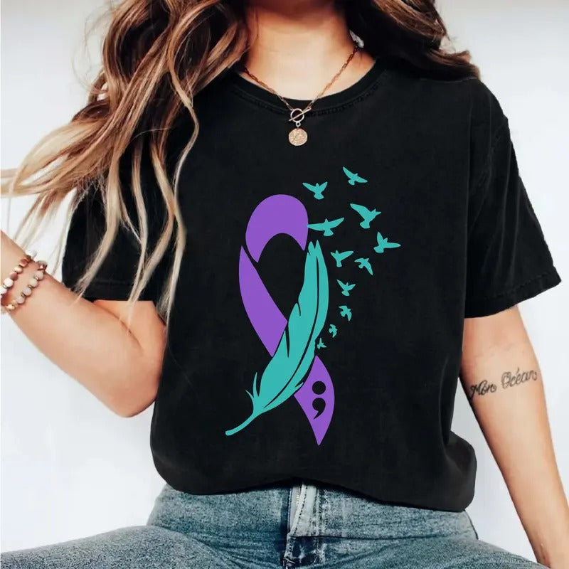 Feather Suicide Prevention Awareness Mental Health - Adult & Kids T-Shirts, Sweatshirts & Hoodies apparel design preview 1