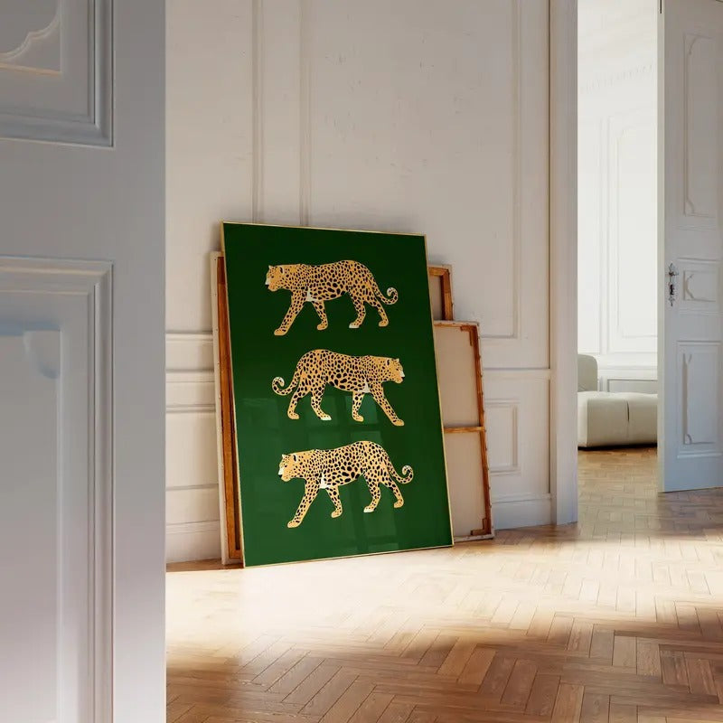 Feline Green Wall Art Cheetah Poster Leopard Tiger - Adult & Kids T-Shirts, Sweatshirts & Hoodies apparel design preview 1