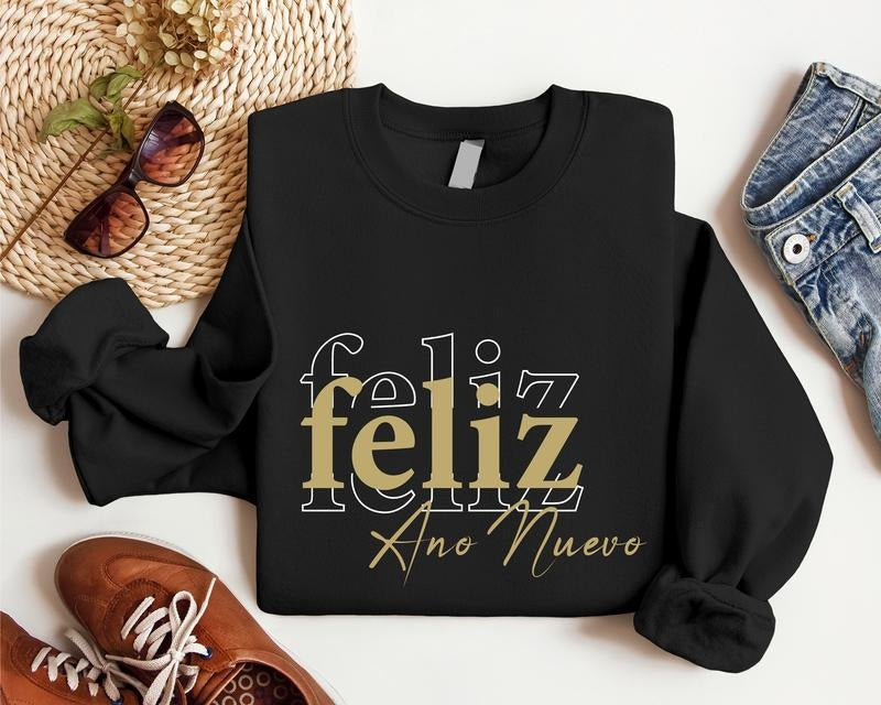 Feliz Ano Nuevo Happy New Year Spanish Merry Family - Adult & Kids T-Shirts, Sweatshirts & Hoodies apparel design preview 1