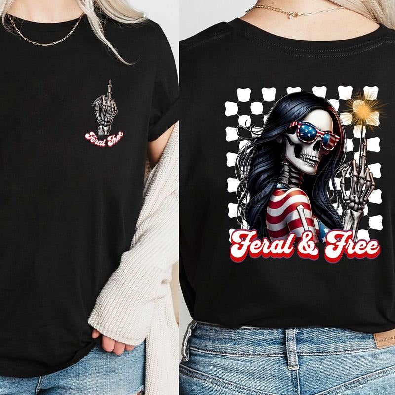 Feral Free 4th July Independence Day America Funny - Adult & Kids T-Shirts, Sweatshirts & Hoodies apparel design preview 1