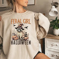 Feral Girl Halloween Funny Raccoon Pumpkin - Adult & Kids T-Shirts, Sweatshirts & Hoodies apparel design preview 1