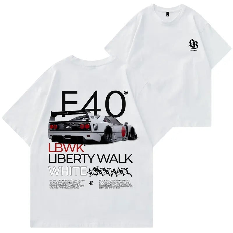 Ferrari F40 Liberty Walk Car Enthusiast Vintage - Adult & Kids T-Shirts, Sweatshirts & Hoodies apparel design preview 1