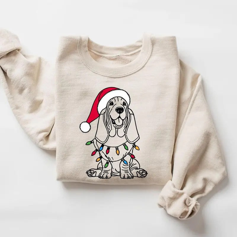 Festive Basset Hound Xmas Dog Lover - Adult & Kids T-Shirts, Sweatshirts & Hoodies apparel design preview 1