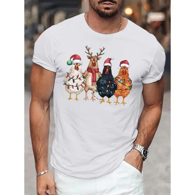Festive Chickens Illustration Print Casual Short - Adult & Kids T-Shirts, Sweatshirts & Hoodies apparel design preview 1