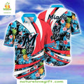 Miami Marlins Hawaiian Fiery Floral Tropical Baseball - Adult & Kids T-Shirts, Sweatshirts & Hoodies apparel design preview 1