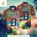 Detroit Tigers Hawaiian Fiery Waves Palm Tree Stylish - Adult & Kids T-Shirts, Sweatshirts & Hoodies apparel design preview 1