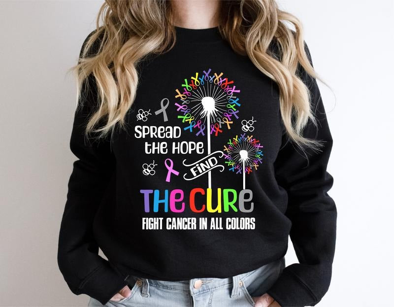 Fight Cancer All Colors Spread Hope Find Cure - Adult & Kids T-Shirts, Sweatshirts & Hoodies apparel design preview 1