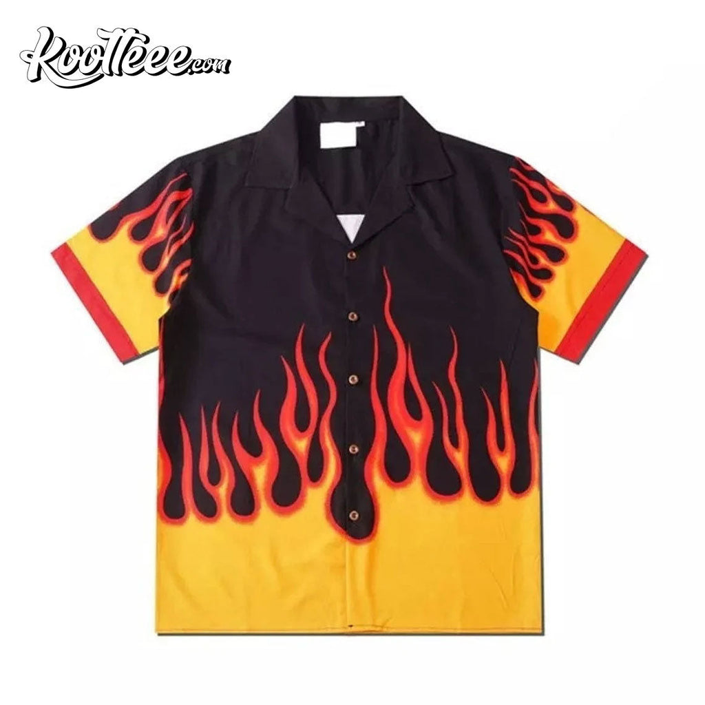 Fire Flame Harajuku Oversized Graphic Hawaiian - Adult & Kids T-Shirts, Sweatshirts & Hoodies apparel design preview 1