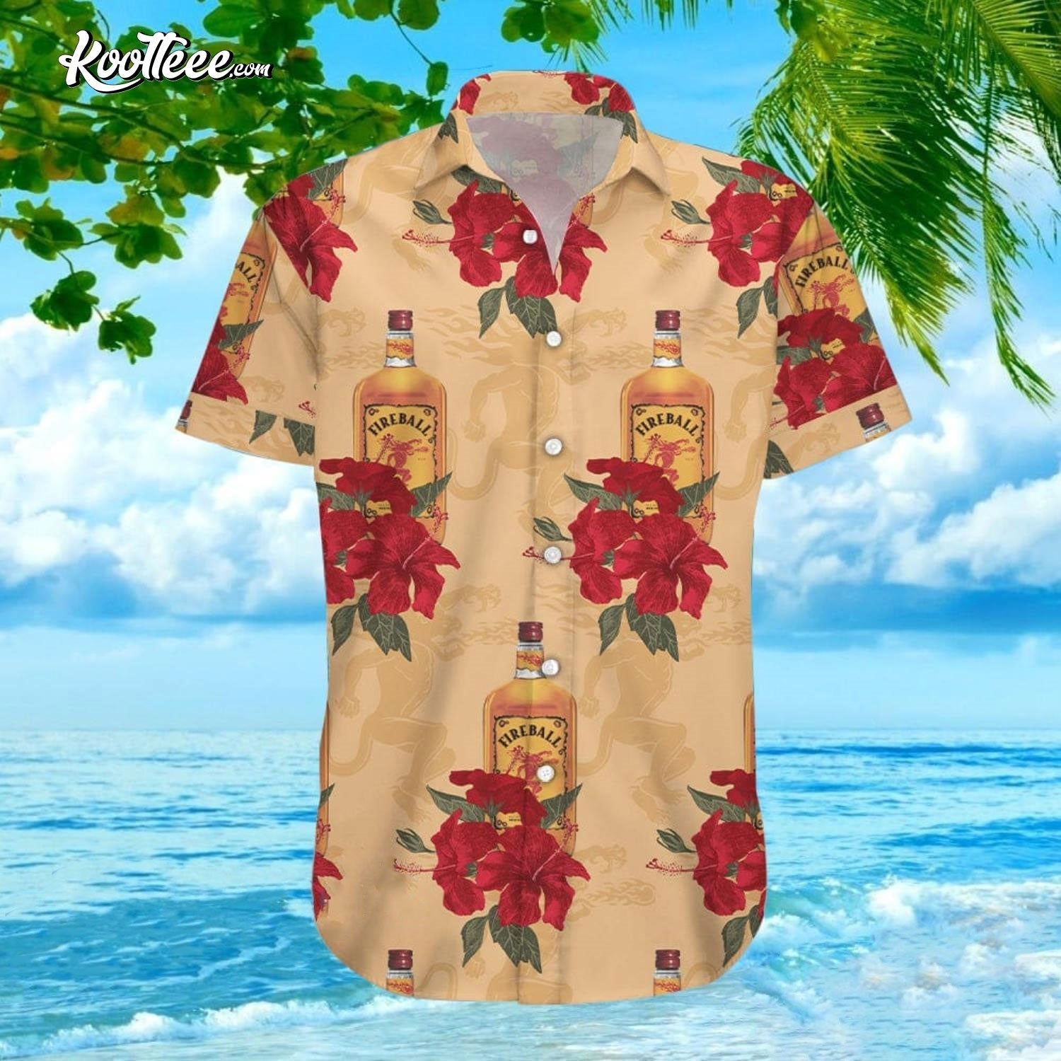 Fireball Whisky Summer Hawaiian - Adult & Kids T-Shirts, Sweatshirts & Hoodies apparel design preview 1