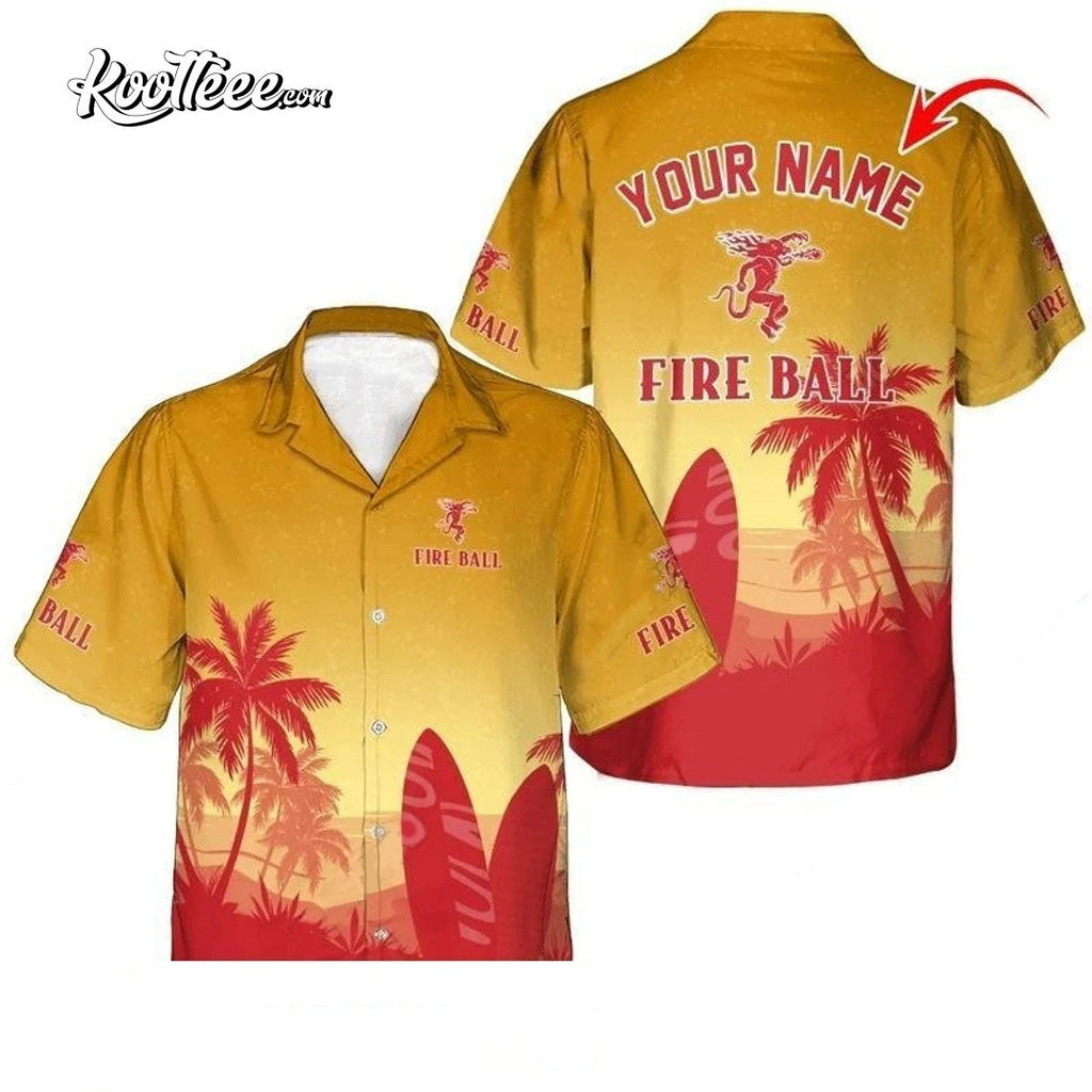 Fireball Whisky Summer Personalized Hawaiian - Adult & Kids T-Shirts, Sweatshirts & Hoodies apparel design preview 1