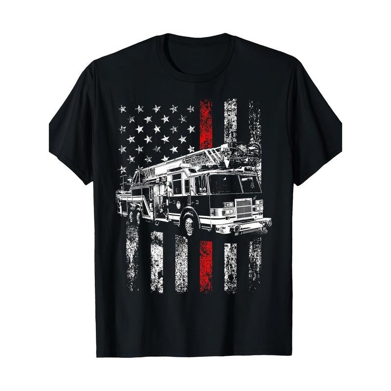 Fireman American Flag Thin Red Firefighter Made USA - Adult & Kids T-Shirts, Sweatshirts & Hoodies apparel design preview 1