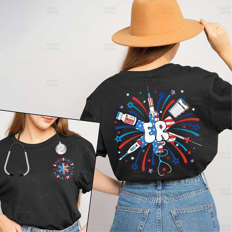 Firework 4th July Er Nurse Crew Funny Ed Tech - Adult & Kids T-Shirts, Sweatshirts & Hoodies apparel design preview 1