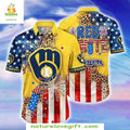 MLB Hawaiian Fireworks And Freedom Brewers Patriotic - Adult & Kids T-Shirts, Sweatshirts & Hoodies apparel design preview 1