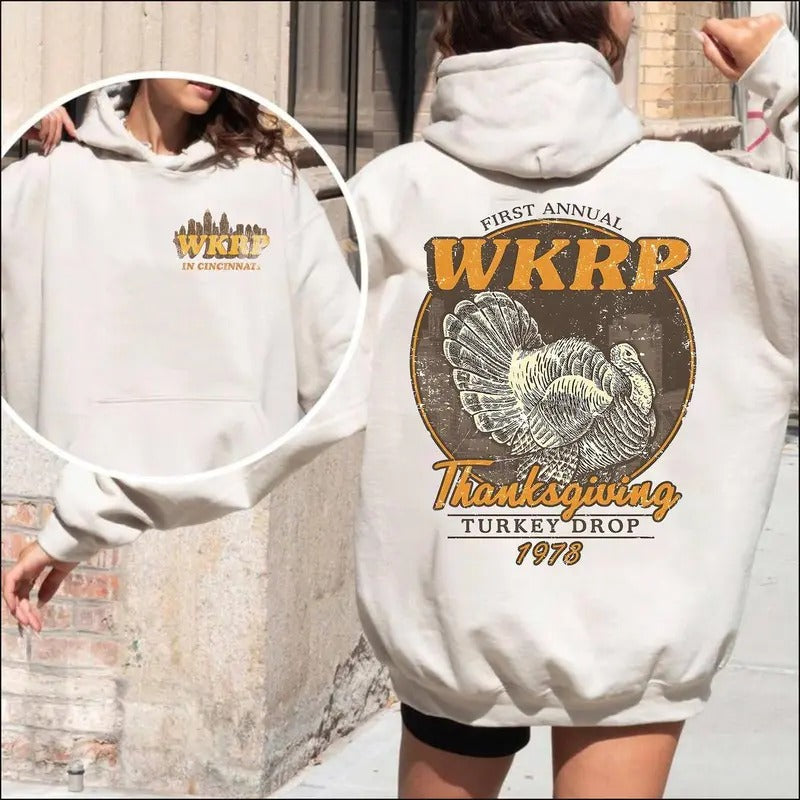 First Annual Thanksgiving Day Turkey Wkrp Drop - Adult & Kids T-Shirts, Sweatshirts & Hoodies apparel design preview 1