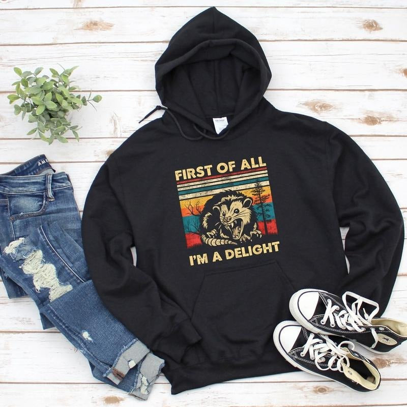 First All I'M Delight Sarcastic Angry Opossum Lover - Adult & Kids T-Shirts, Sweatshirts & Hoodies apparel design preview 1