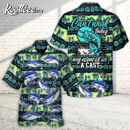 Fishing Can't Work Today My Arm Is In A Cast Hawaiian - Adult & Kids T-Shirts, Sweatshirts & Hoodies apparel design preview 1