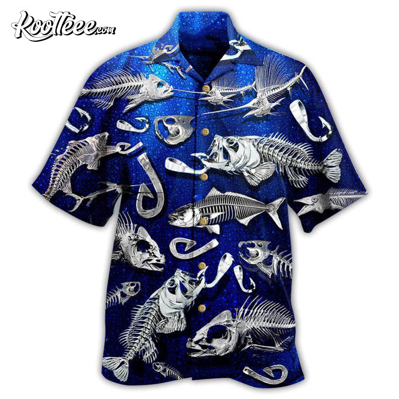 Fishing Fishbone Blue Style Hawaiian - Adult & Kids T-Shirts, Sweatshirts & Hoodies apparel design preview 1
