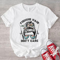 Fishing Hair Don'T Care Messy Bun Mom Lover Woman - Adult & Kids T-Shirts, Sweatshirts & Hoodies apparel design preview 1