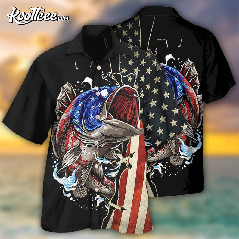 Fishing Lover Independence Day Hawaiian - Adult & Kids T-Shirts, Sweatshirts & Hoodies apparel design preview 1
