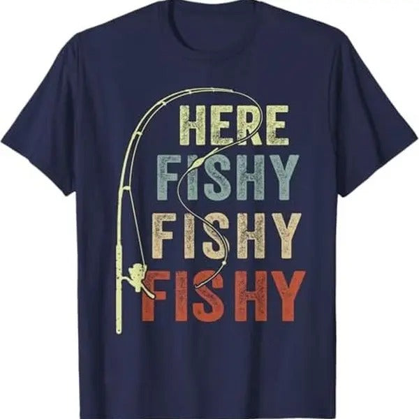 Fishing Here Fishy Funny - Adult & Kids T-Shirts, Sweatshirts & Hoodies apparel design preview 1
