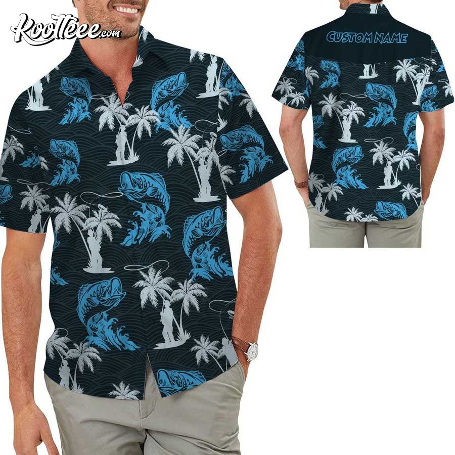 Fishing Tropical Cocconut Trees Custom Name Hawaiian - Adult & Kids T-Shirts, Sweatshirts & Hoodies apparel design preview 1