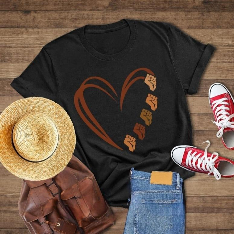 Fist Heart Black Power History Month Civil Rights - Adult & Kids T-Shirts, Sweatshirts & Hoodies apparel design preview 1