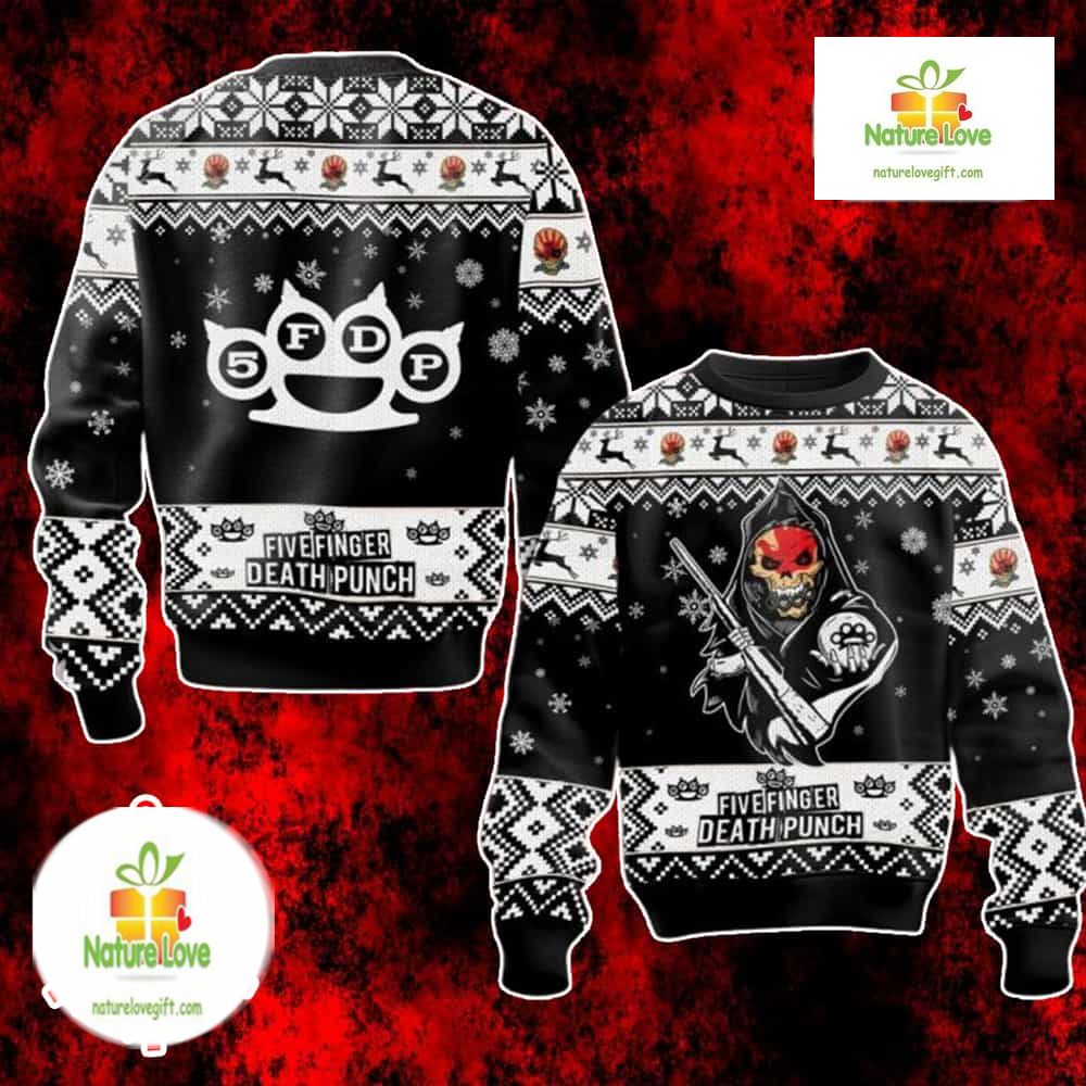 Five Finger Death Punch Metal Band Holiday Gift Ugly Christmas Sweater - Holiday Gift product image
