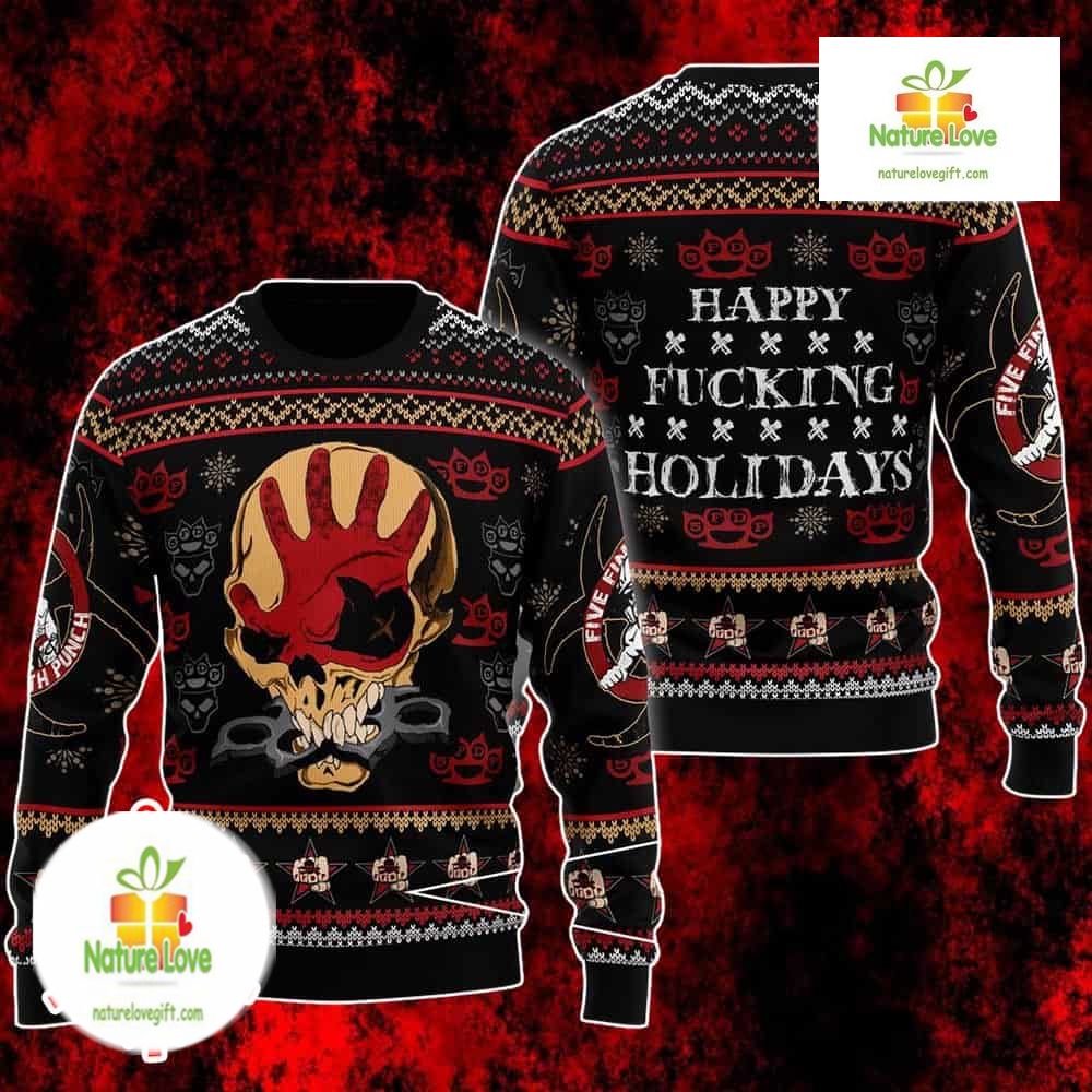 Five Finger Death Punch Holiday Party Knit Ugly Christmas Sweater - Holiday Gift product image