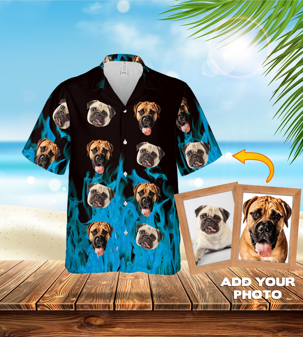 Custom Hawaiian (Flaming Blue: 1-7 Pets) - Adult & Kids T-Shirts, Sweatshirts & Hoodies apparel design preview 1