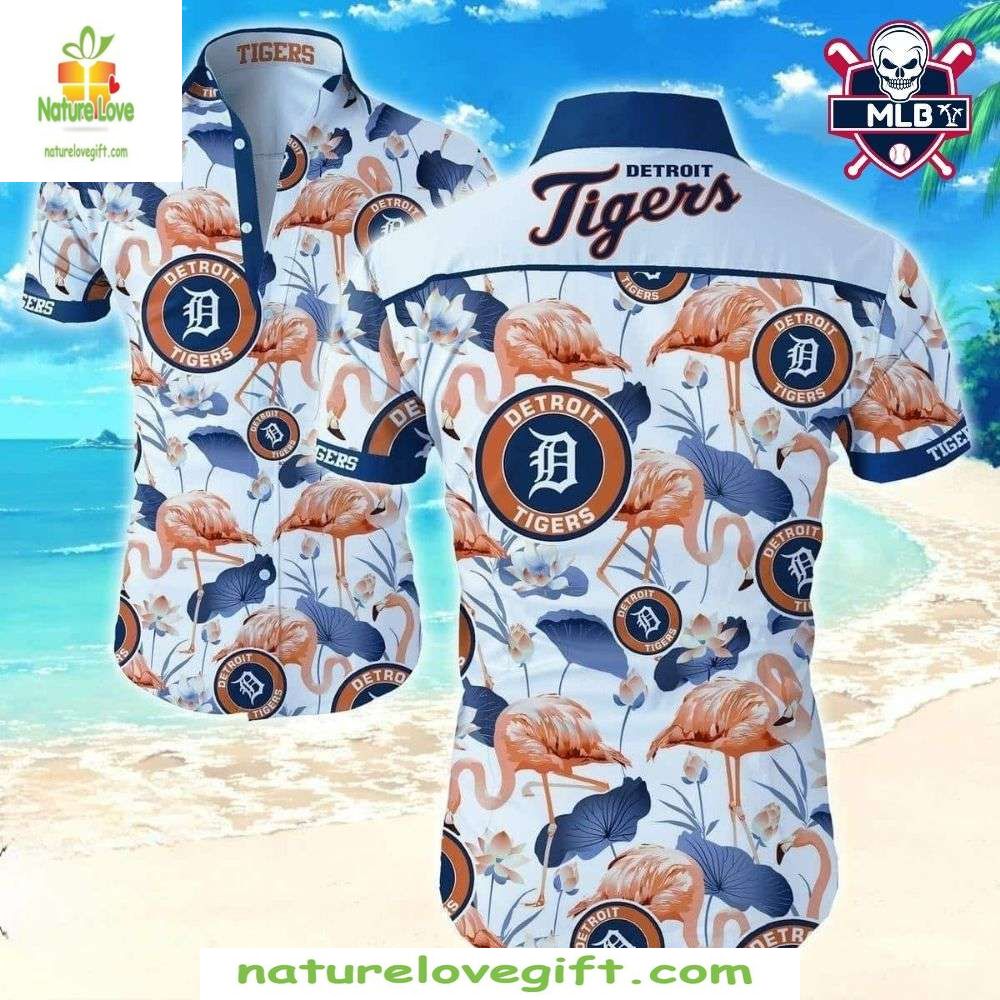 Detroit Tigers Hawaiian Flamingo Garden MLB Baseball - Adult & Kids T-Shirts, Sweatshirts & Hoodies apparel design preview 1