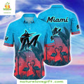 Miami Marlins Hawaiian Flamingo Sunset Stylish - Adult & Kids T-Shirts, Sweatshirts & Hoodies apparel design preview 1