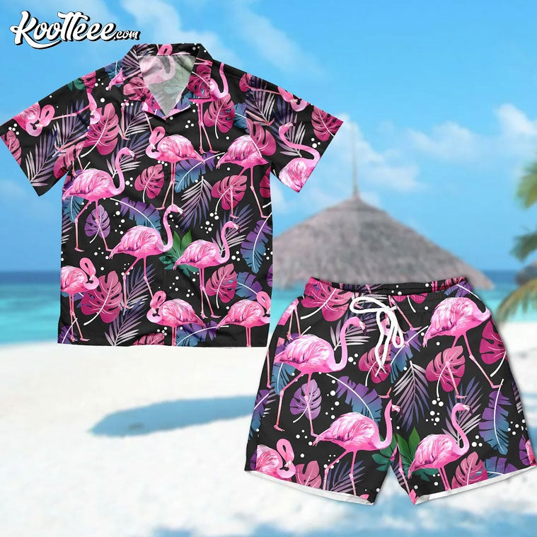 Flamingo Tropical Beach Hawaiian And Shorts - Adult & Kids T-Shirts, Sweatshirts & Hoodies apparel design preview 1