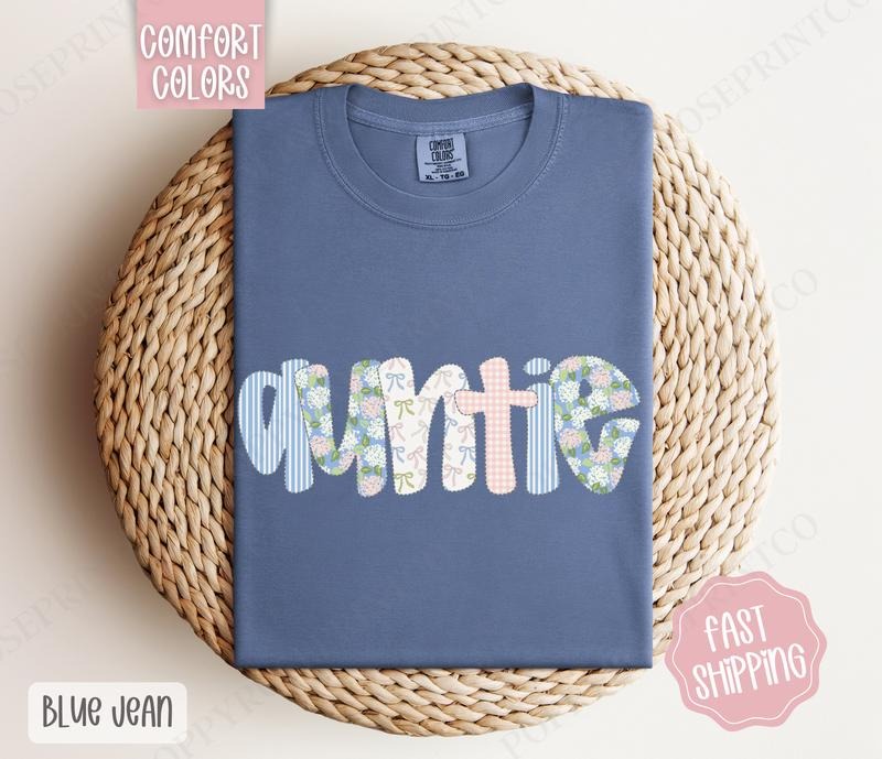 Floral Auntie Comfort Colors Cute Aunt Coquette - Adult & Kids T-Shirts, Sweatshirts & Hoodies apparel design preview 1