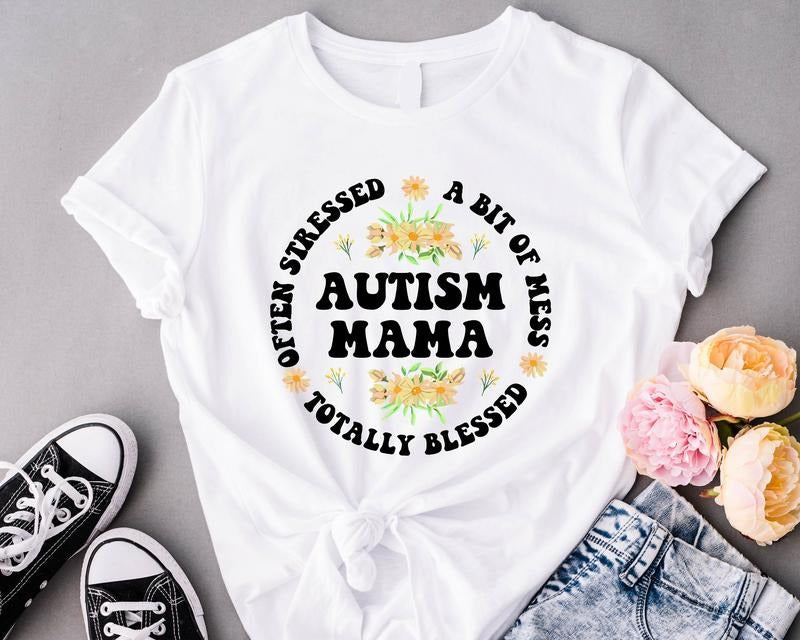 Floral Autism Mama Totally Bless Awareness Support - Adult & Kids T-Shirts, Sweatshirts & Hoodies apparel design preview 1