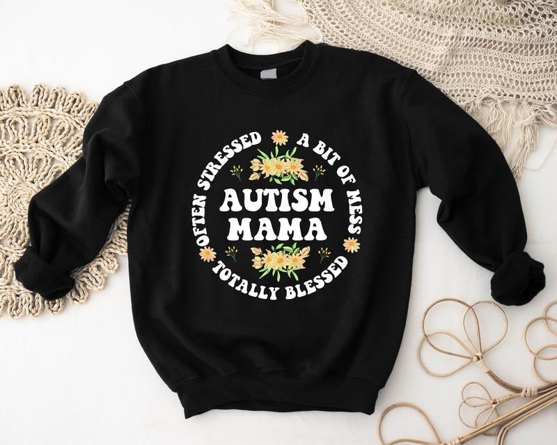 Floral Autism Mama Totally Bless Awareness Support - Adult & Kids T-Shirts, Sweatshirts & Hoodies apparel design preview 1