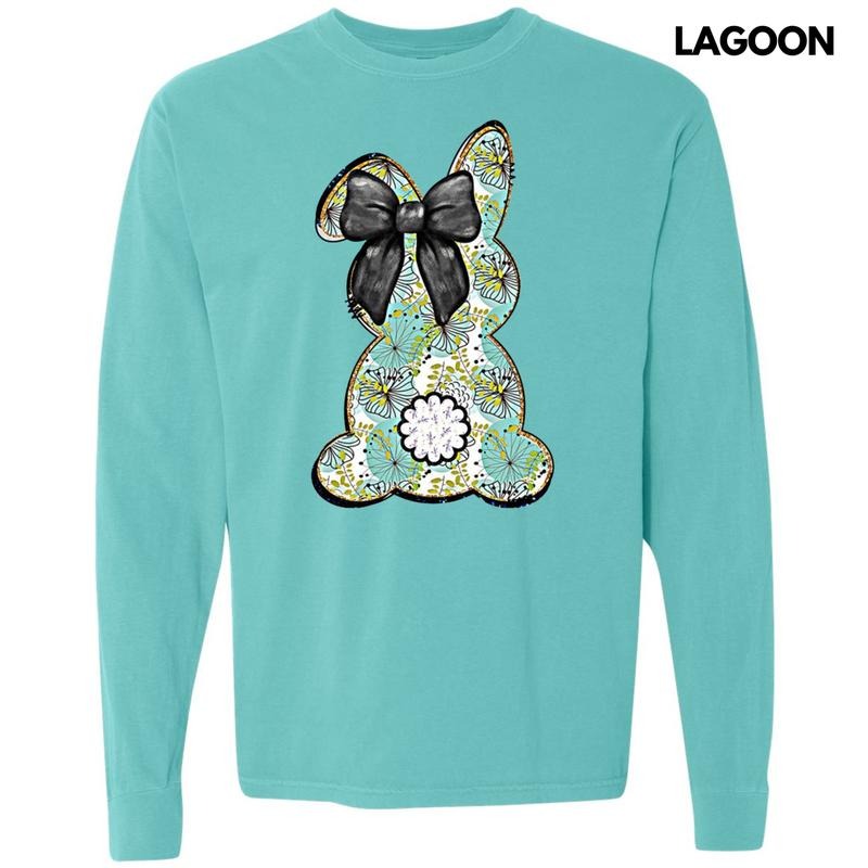 Floral Boho Bunny Comfort Colors - Adult & Kids T-Shirts, Sweatshirts & Hoodies apparel design preview 1