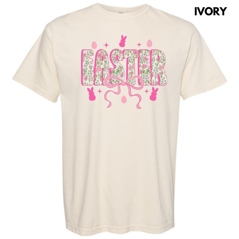 Floral Easter Pink Coquette Comfort Colors - Adult & Kids T-Shirts, Sweatshirts & Hoodies apparel design preview 1