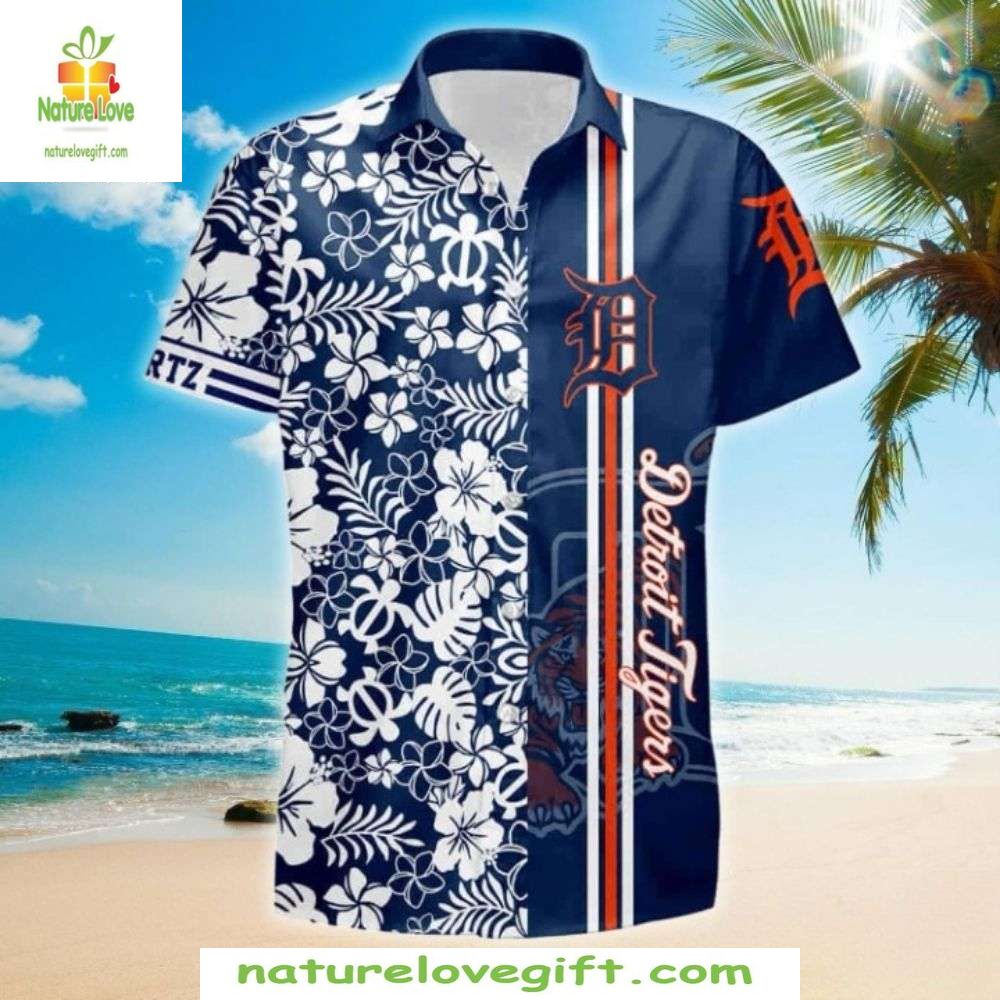 Detroit Tigers Hawaiian Floral Elegance Baseball - Adult & Kids T-Shirts, Sweatshirts & Hoodies apparel design preview 1