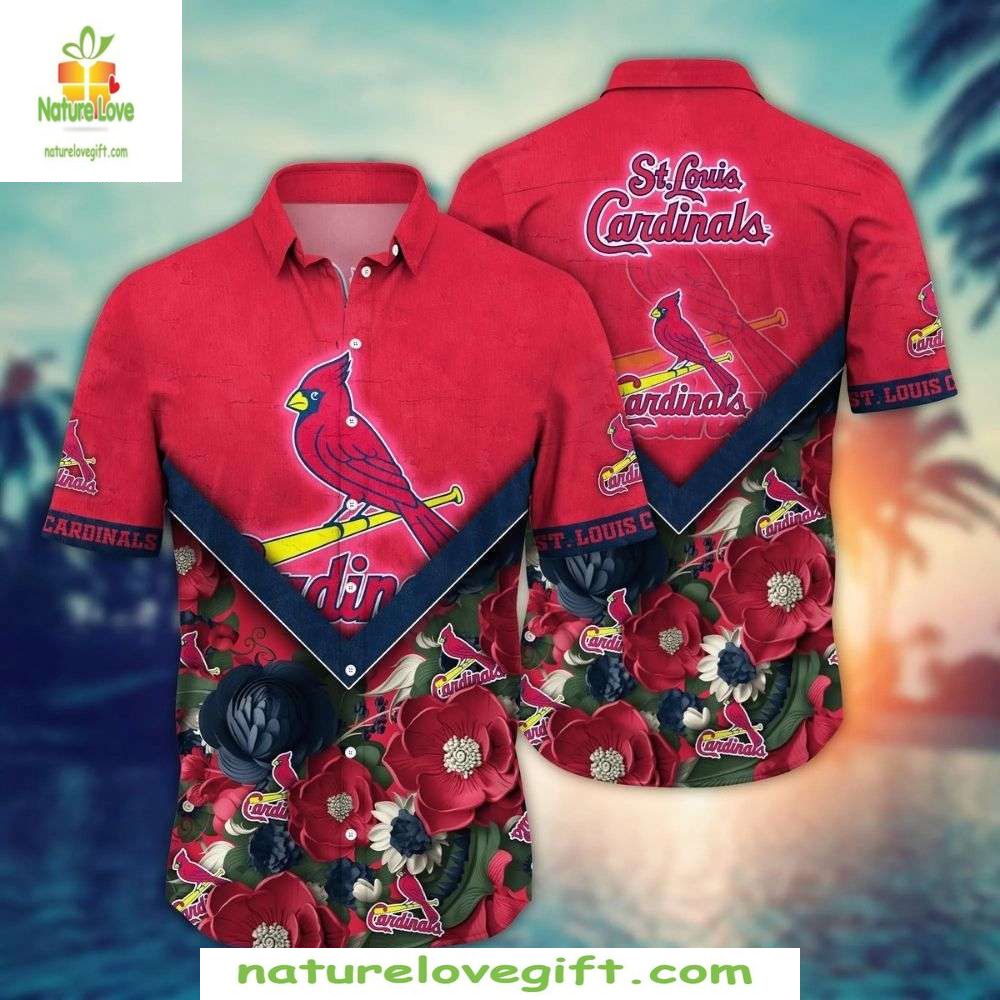 St Louis Cardinals Hawaiian Floral Emblem MLB - Adult & Kids T-Shirts, Sweatshirts & Hoodies apparel design preview 1
