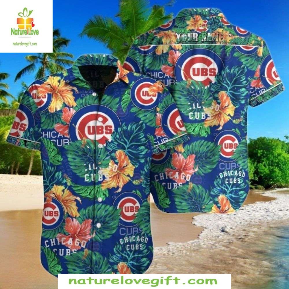 Chicago Cubs Hawaiian Floral Fanfare Vibrant Baseball - Adult & Kids T-Shirts, Sweatshirts & Hoodies apparel design preview 1