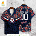 Washington Nationals Hawaiian Floral Fanfare Blue Red - Adult & Kids T-Shirts, Sweatshirts & Hoodies apparel design preview 1