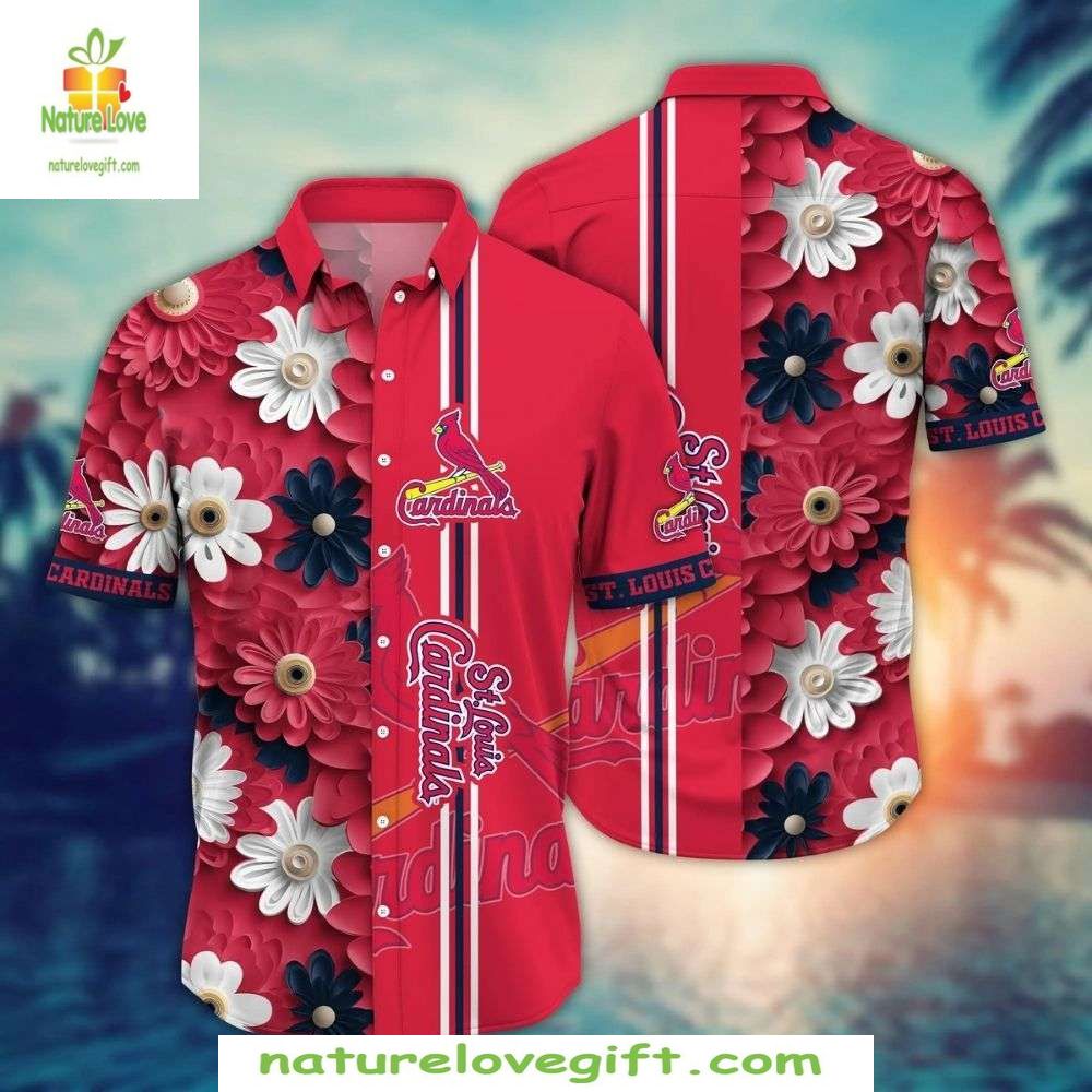 St Louis Cardinals Hawaiian Floral Fervor Red - Adult & Kids T-Shirts, Sweatshirts & Hoodies apparel design preview 1