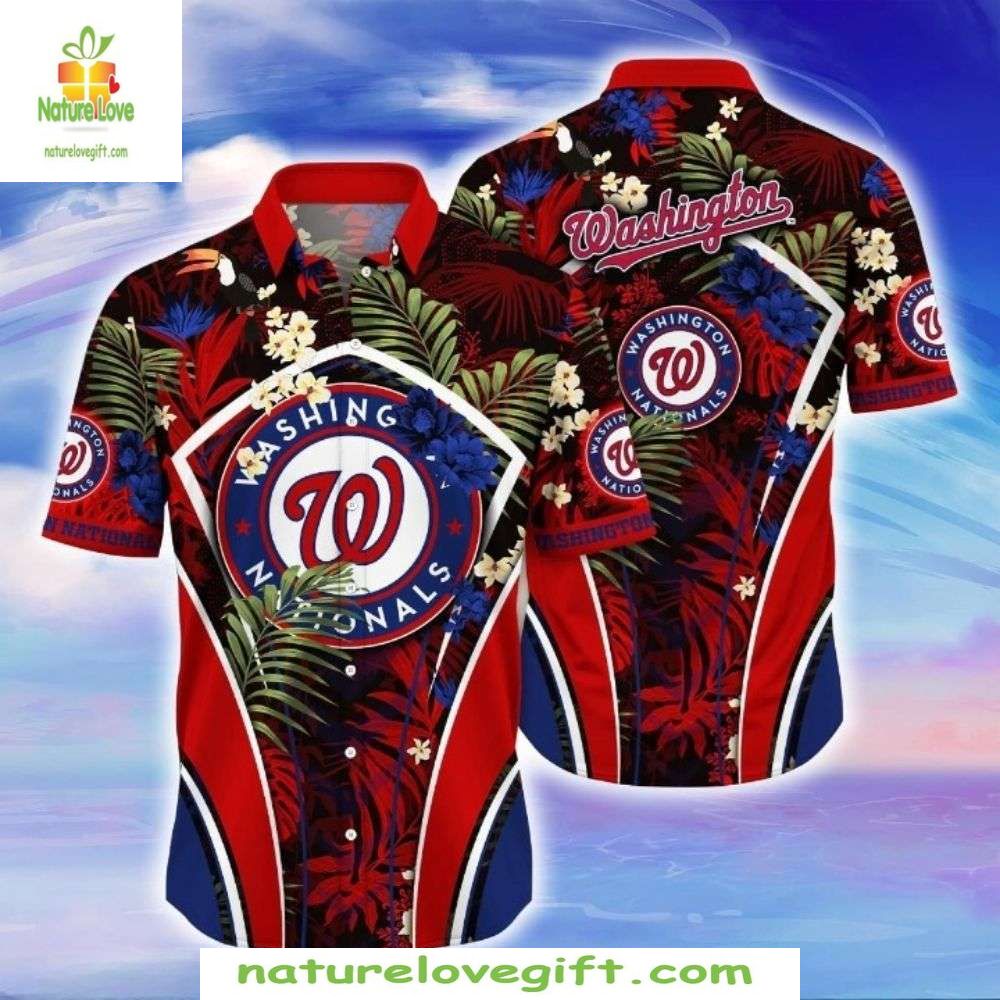 Washington Nationals Floral Fireworks Hawaiian - Adult & Kids T-Shirts, Sweatshirts & Hoodies apparel design preview 1