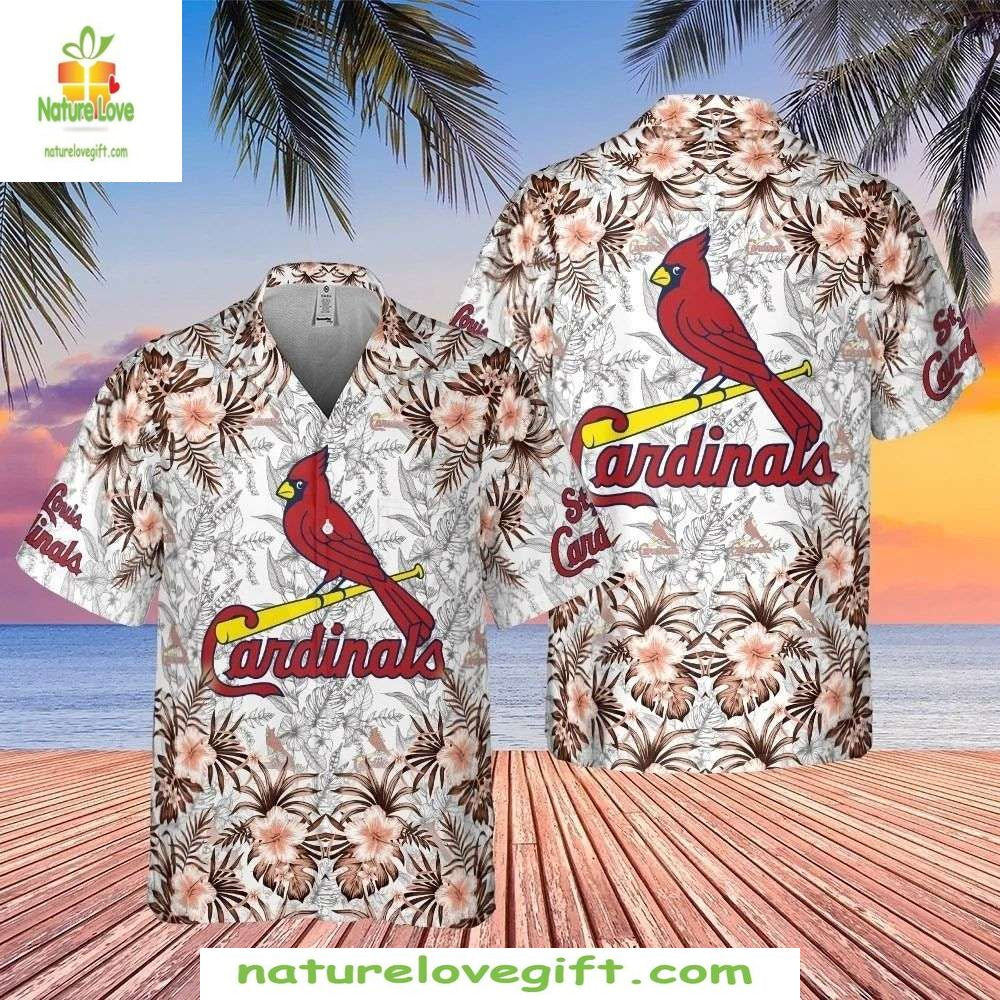 St Louis Cardinals Hawaiian Floral Flight White MLB - Adult & Kids T-Shirts, Sweatshirts & Hoodies apparel design preview 1