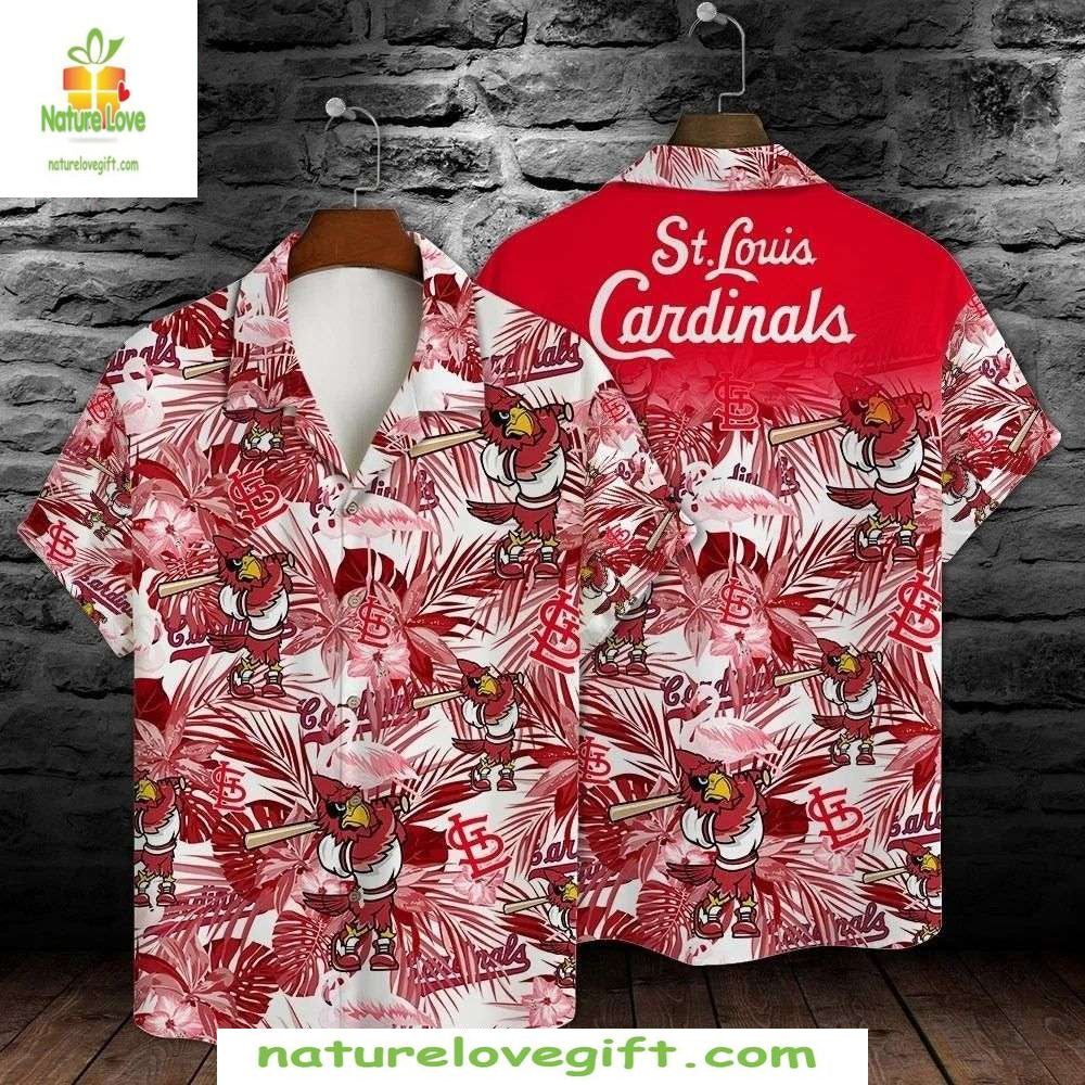St Louis Cardinals Hawaiian Red Hibiscus Floral - Adult & Kids T-Shirts, Sweatshirts & Hoodies apparel design preview 1