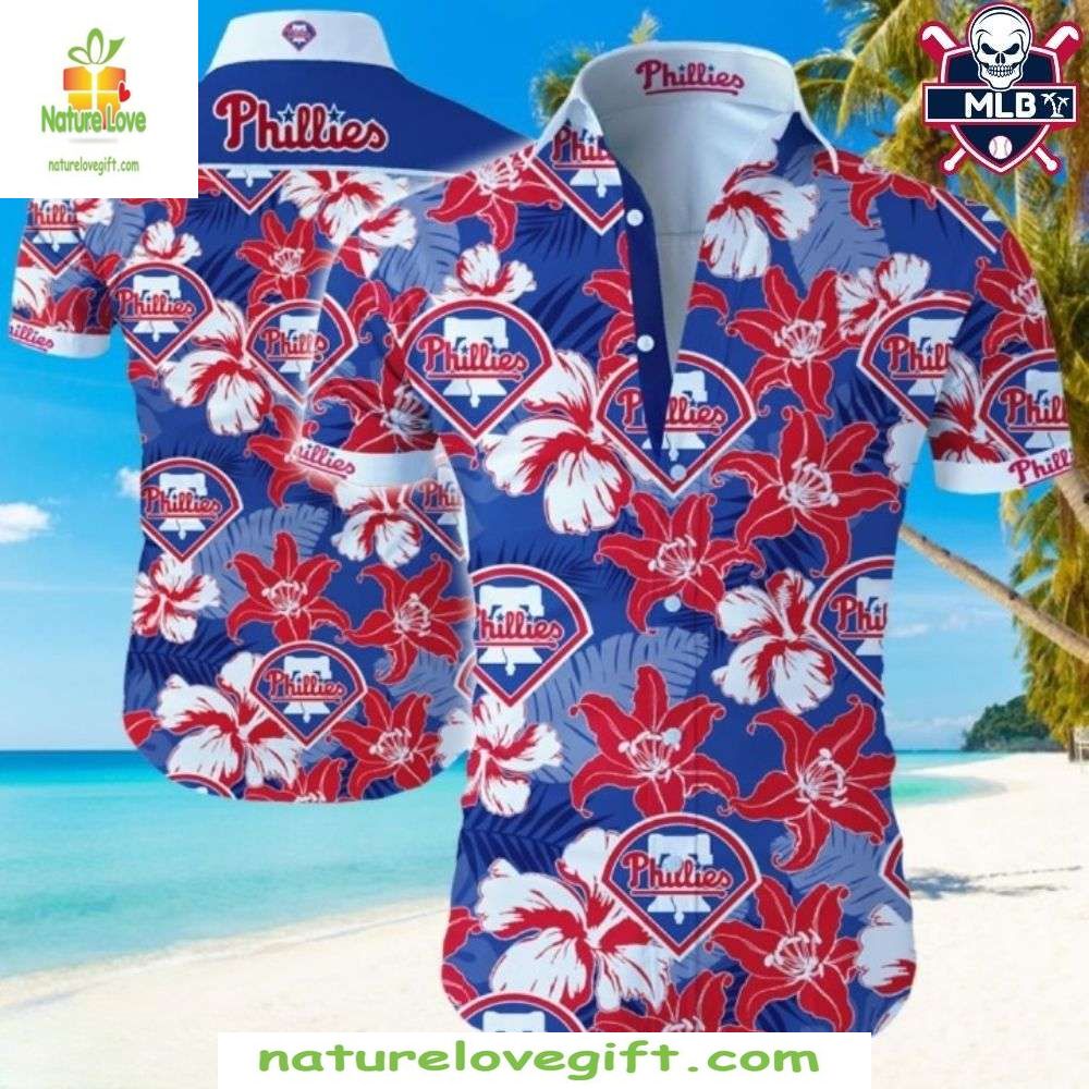 Philadelphia Phillies Floral Hawaiian MLB Baseball - Adult & Kids T-Shirts, Sweatshirts & Hoodies apparel design preview 1