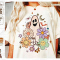 Floral Halloween Ghost Png Retro Sublimation Groovy - Adult & Kids T-Shirts, Sweatshirts & Hoodies apparel design preview 1