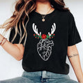 Floral Heart Anatomy Nurse Reindeer Human CVICU - Adult & Kids T-Shirts, Sweatshirts & Hoodies apparel design preview 1